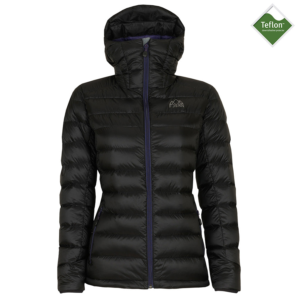 Fjern - Womens Arktis Down Hooded Jacket (Black/Purple) | The Arktis is an incredibly versatile insulated layer that stands strong in brutal conditions