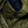 Fjern - Womens Arktis II Down Hooded Jacket (Olive/Navy) | The Arktis II is an incredibly versatile insulated layer that stands strong in brutal conditions