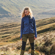 Fjern - Womens Bresprekk Full Zip Fleece (Indigo/Navy) | Designed for the unpredictable alpine conditions, the Bresprekk features Thermal Stretch Grid Fleece that offers exceptional warmth, breathability, and a comfortable fit