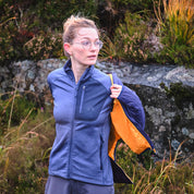 Fjern - Womens Bresprekk Full Zip Fleece (Indigo/Navy) | Designed for the unpredictable alpine conditions, the Bresprekk features Thermal Stretch Grid Fleece that offers exceptional warmth, breathability, and a comfortable fit