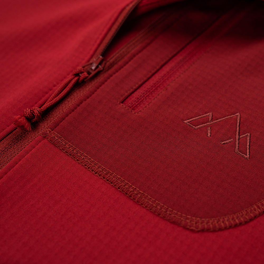 Watu Half Raspberry Fjern | Womens Bresprekk Half Zip Grid Fleece (Raspberry Red/Rust)
