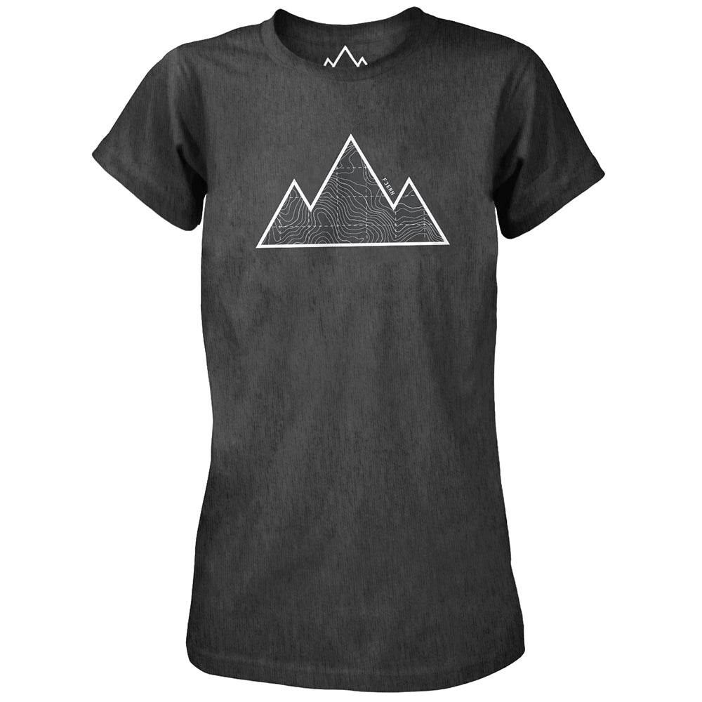 Fjern - Womens Contours T-Shirt (Black Marl) | Our sustainable branded tee is the perfect choice for those who love to explore the mountains while caring for the environment