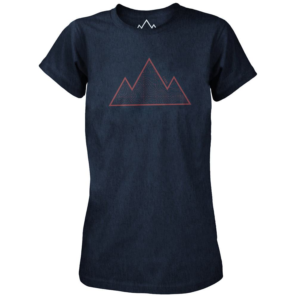 Fjern - Womens Contours T-Shirt (Navy Marl) | Our sustainable branded tee is the perfect choice for those who love to explore the mountains while caring for the environment