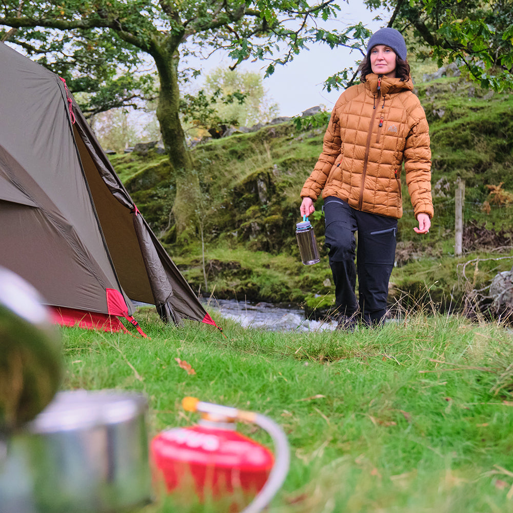 Fjern - Womens Eldur Eco Insulated Jacket (Mustard) | The Eldur Jacket is your essential lightweight, warm, and sustainable choice for outdoor adventures