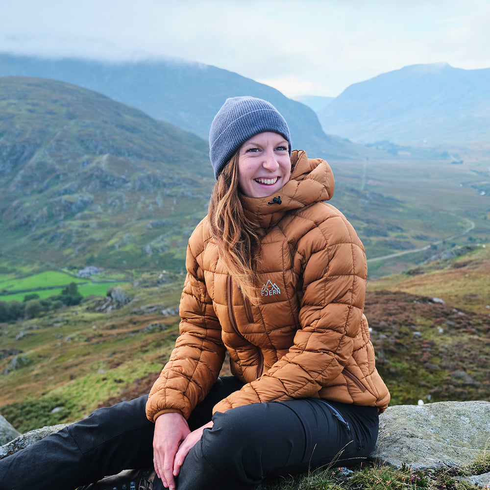 Fjern - Womens Eldur Eco Insulated Jacket (Mustard) | The Eldur Jacket is your essential lightweight, warm, and sustainable choice for outdoor adventures