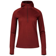 Fjern - Womens Första Merino Blend Long Sleeve Hoodie Baselayer (Rust) | Embark on your next adventure with the Första Hoodie, a lightweight and high-performance technical hoodie