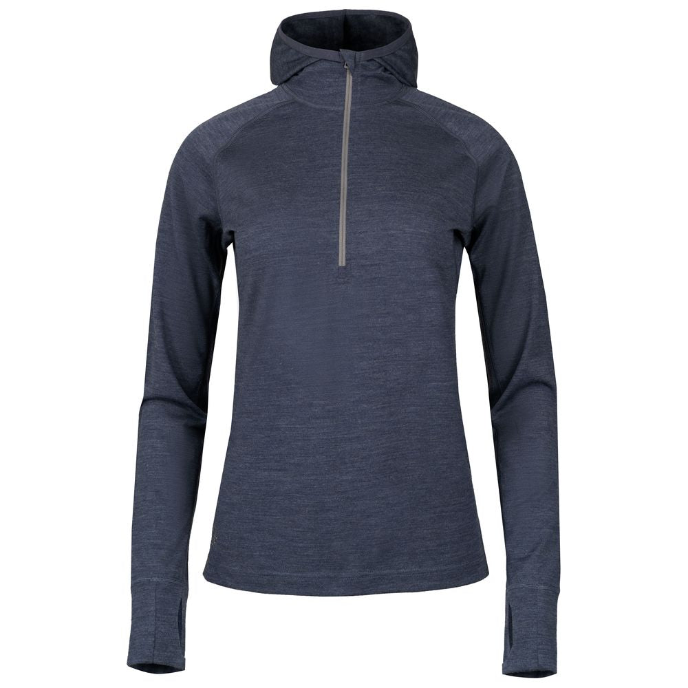 Fjern - Womens Första Merino Blend Long Sleeve Hoodie Baselayer (Storm Grey) | Embark on your next adventure with the Första Hoodie, a lightweight and high-performance technical hoodie