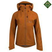 Fjern - Womens Forsvar Eco Waterproof Jacket (Mustard) | A testament to sustainable exploration, the Forsvar integrates planet-conscious waterproofing with a 15k/15k ecoSHIELD® fabric, crafted entirely from recycled polyester