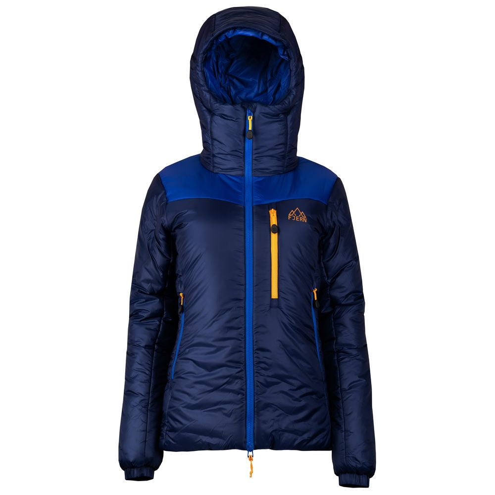 Fjern - Womens Husly Super Insulated Jacket (Navy/Electric) | Brave the extreme cold with our warmest insulated layer, perfect for climbing and outdoor adventures in frigid conditions