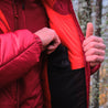 Fjern - Womens Husly Super Insulated Jacket (Red/Orange) | Brave the extreme cold with our warmest insulated layer, perfect for climbing and outdoor adventures in frigid conditions