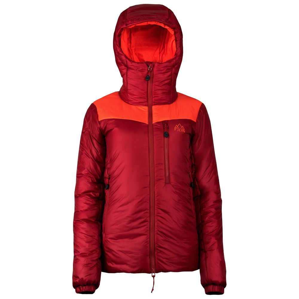 Fjern - Womens Husly Super Insulated Jacket (Red/Orange) | Brave the extreme cold with our warmest insulated layer, perfect for climbing and outdoor adventures in frigid conditions