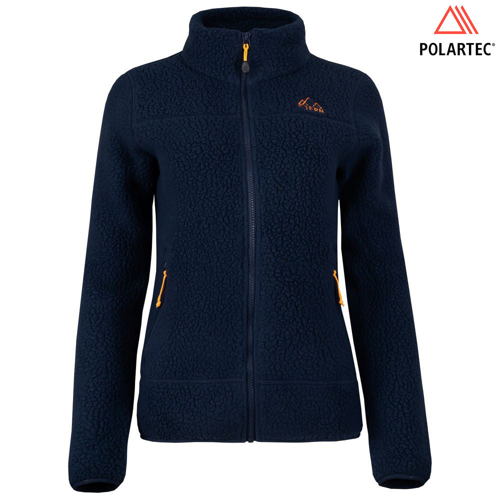 Fjern - Womens Koselig Polartec Fleece Jacket (Navy/Sunshine) | Stay warm and cosy on your alpine adventures with our mid-layer Polartec fleece