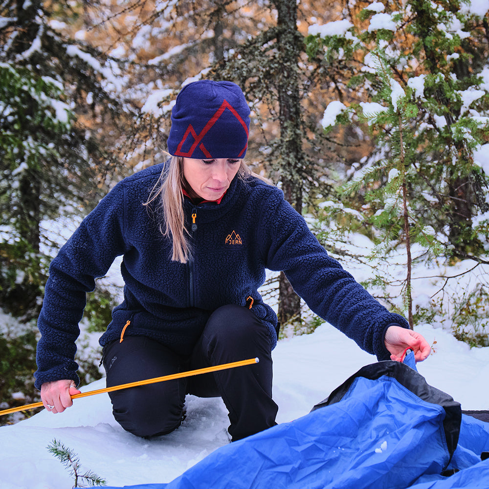 Fjern - Womens Koselig Polartec Fleece Jacket (Navy/Sunshine) | Stay warm and cosy on your alpine adventures with our mid-layer Polartec fleece