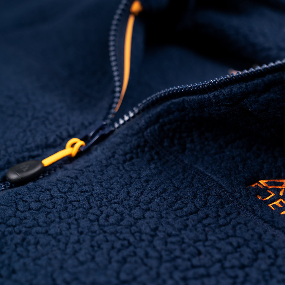 Fjern - Womens Koselig Polartec Fleece Jacket (Navy/Sunshine) | Stay warm and cosy on your alpine adventures with our mid-layer Polartec fleece