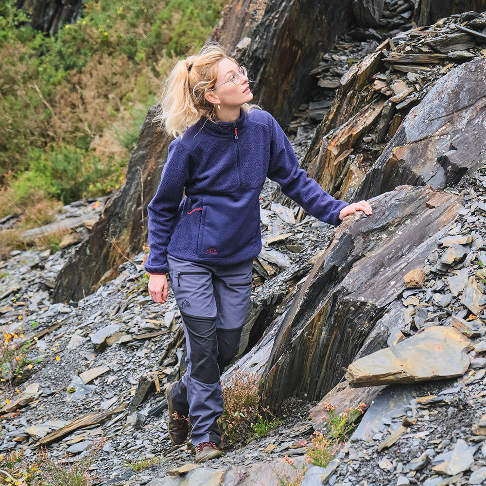 Fjern - Womens Mysig Eco Half Zip Fleece (Navy/Rust) | The Mysig Eco Fleece is your essential mid-layer for every outdoor adventure