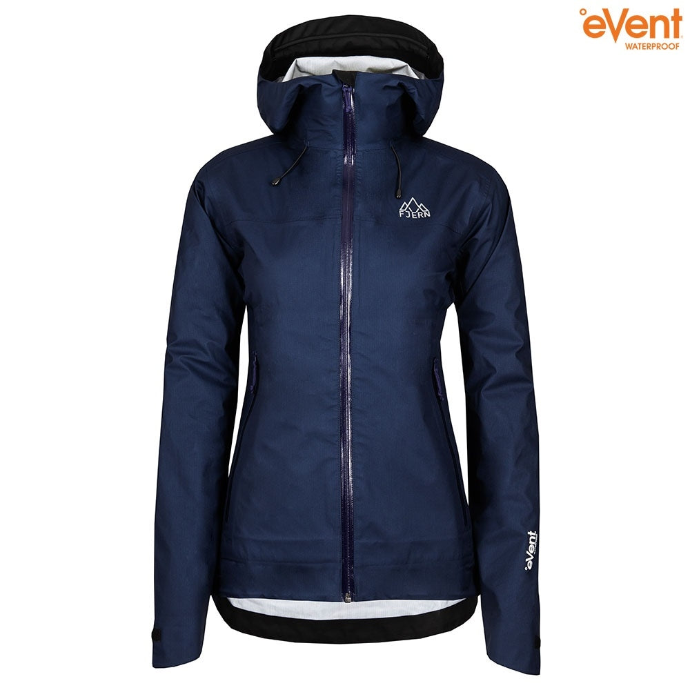 Fjern - Womens Skjold Packable Waterproof Jacket (Navy/Purple) | The Skjold is your ultimate shield for fast and light activities, designed to keep you active in any weather