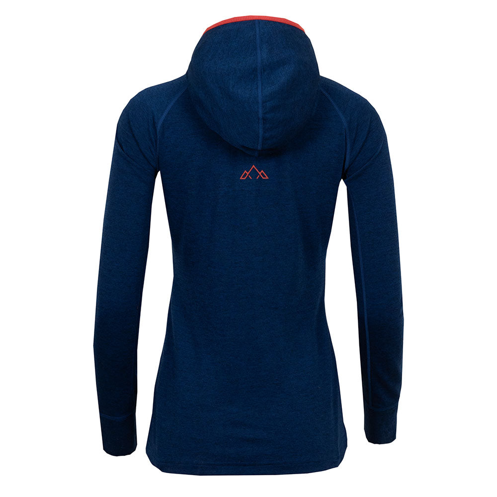 Fjern - Womens Terreng Merino Blend Half Zip Hoodie (Navy) | Embark on your next alpine adventure with a light-weight, technical hoodie designed for performance