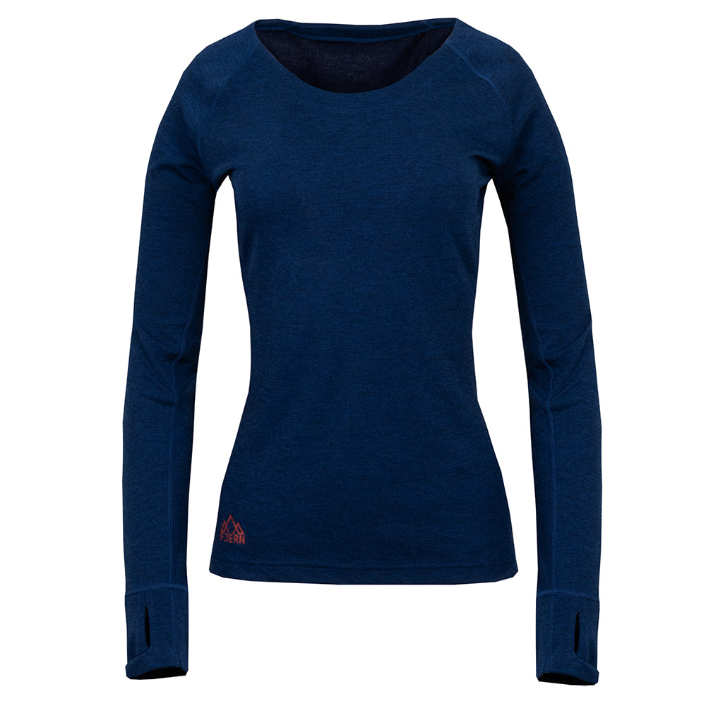 Fjern - Womens Terreng Merino Blend Long Sleeve Base Layer (Navy) | Scale new heights with our lightweight technical crew, built for alpine adventures