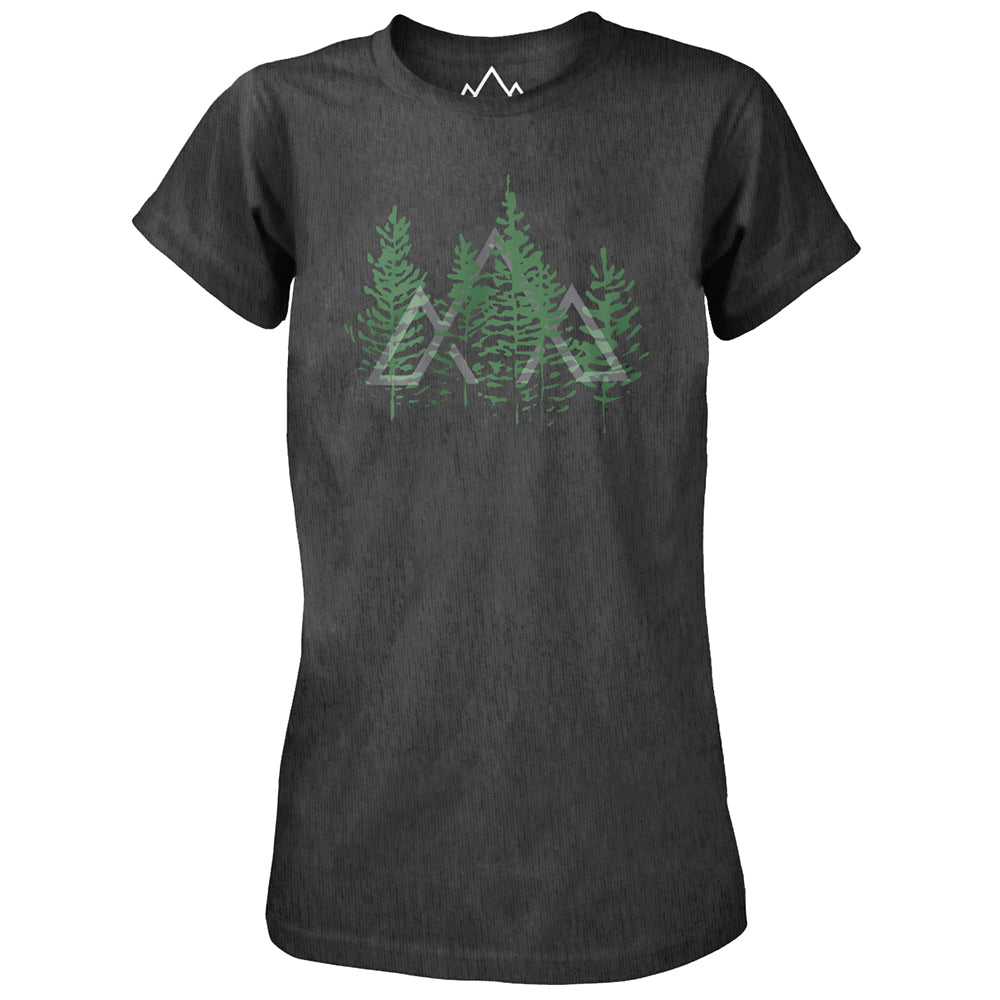 Fjern - Womens Tree Line T-Shirt (Black Marl) | Step into the wild with our eco-friendly casual tee, made from 100% recycled materials