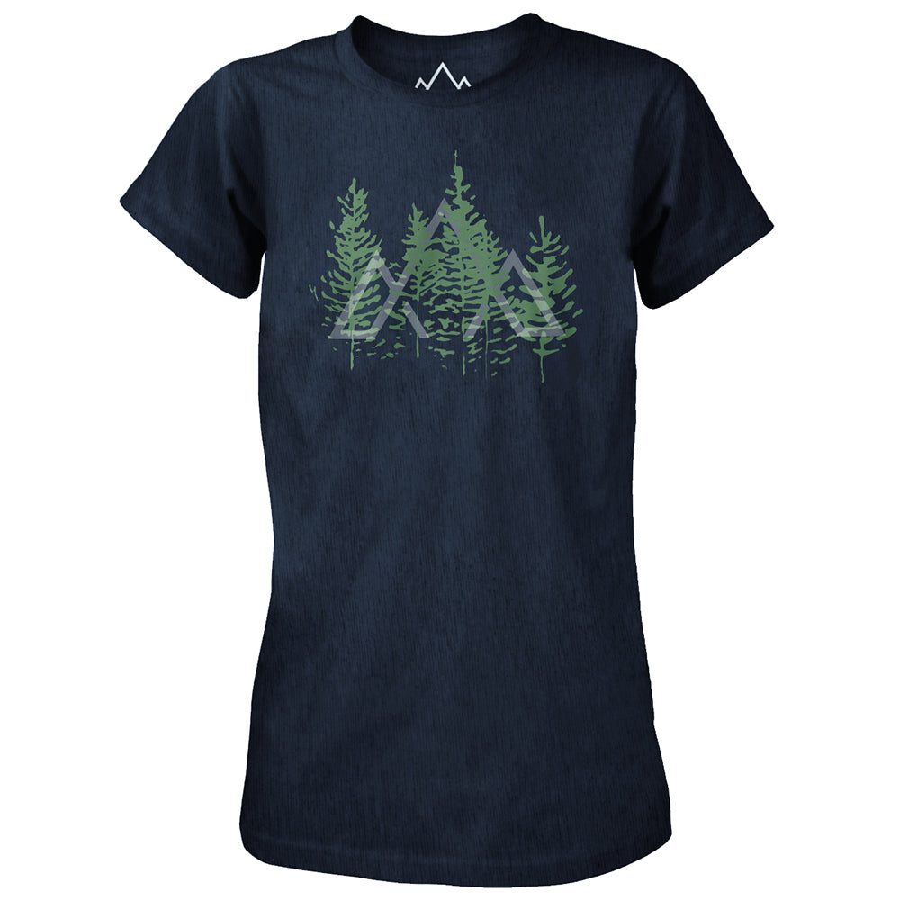 Fjern - Womens Tree Line T-Shirt (Navy Marl) | Step into the wild with our eco-friendly casual tee, made from 100% recycled materials