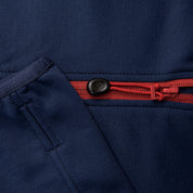 Fjern - Womens Vandring Stretch Fleece Jacket (Navy/Rust) | The Vandring is a mid-weight technical fleece hoodie designed for warmth, flexibility, and performance