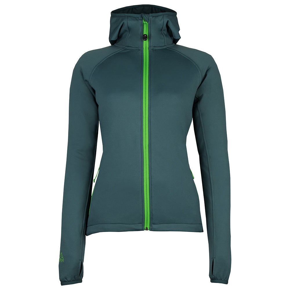 Fjern - Womens Vandring Stretch Fleece Jacket (Pine/Green) | The Vandring is a mid-weight technical fleece hoodie designed for warmth, flexibility, and performance
