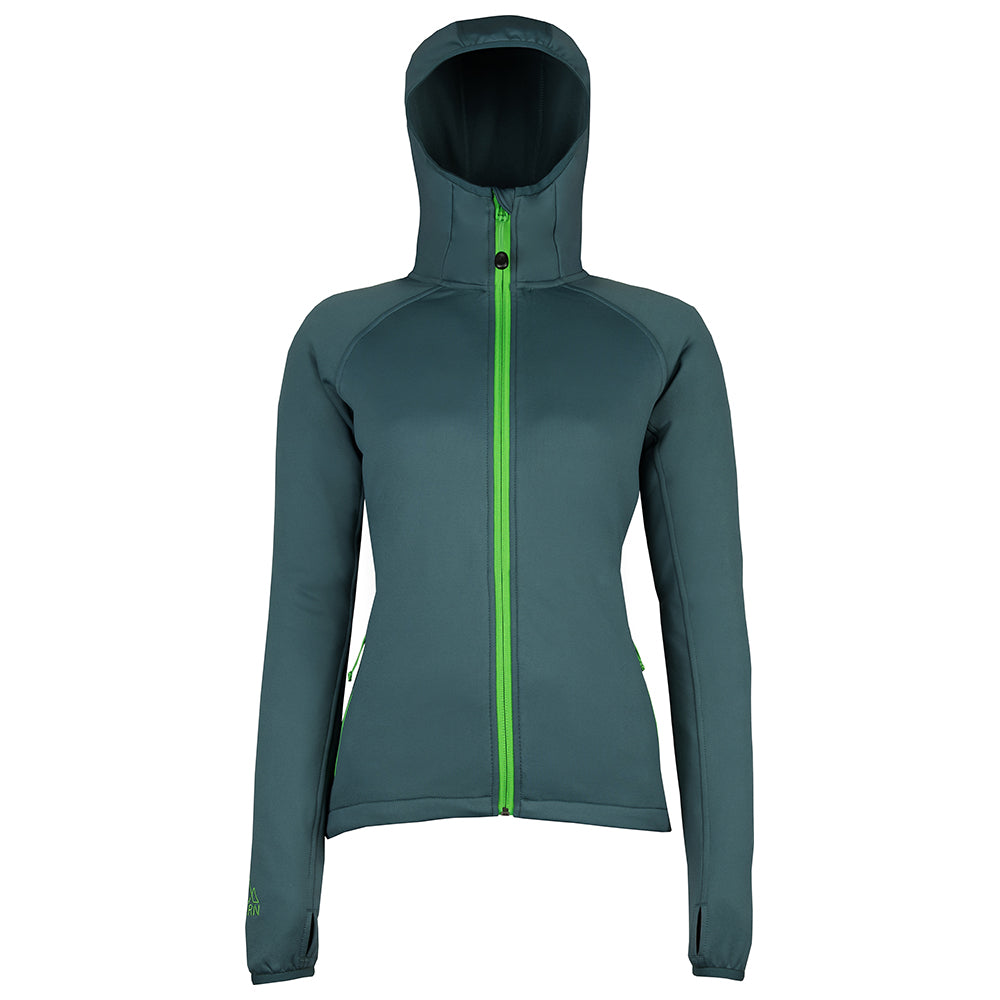 Fjern - Womens Vandring Stretch Fleece Jacket (Pine/Green) | The Vandring is a mid-weight technical fleece hoodie designed for warmth, flexibility, and performance