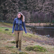 Fjern - Womens Vandring Stretch Fleece Jacket (Storm Grey/Lime) | The Vandring is a mid-weight technical fleece hoodie designed for warmth, flexibility, and performance